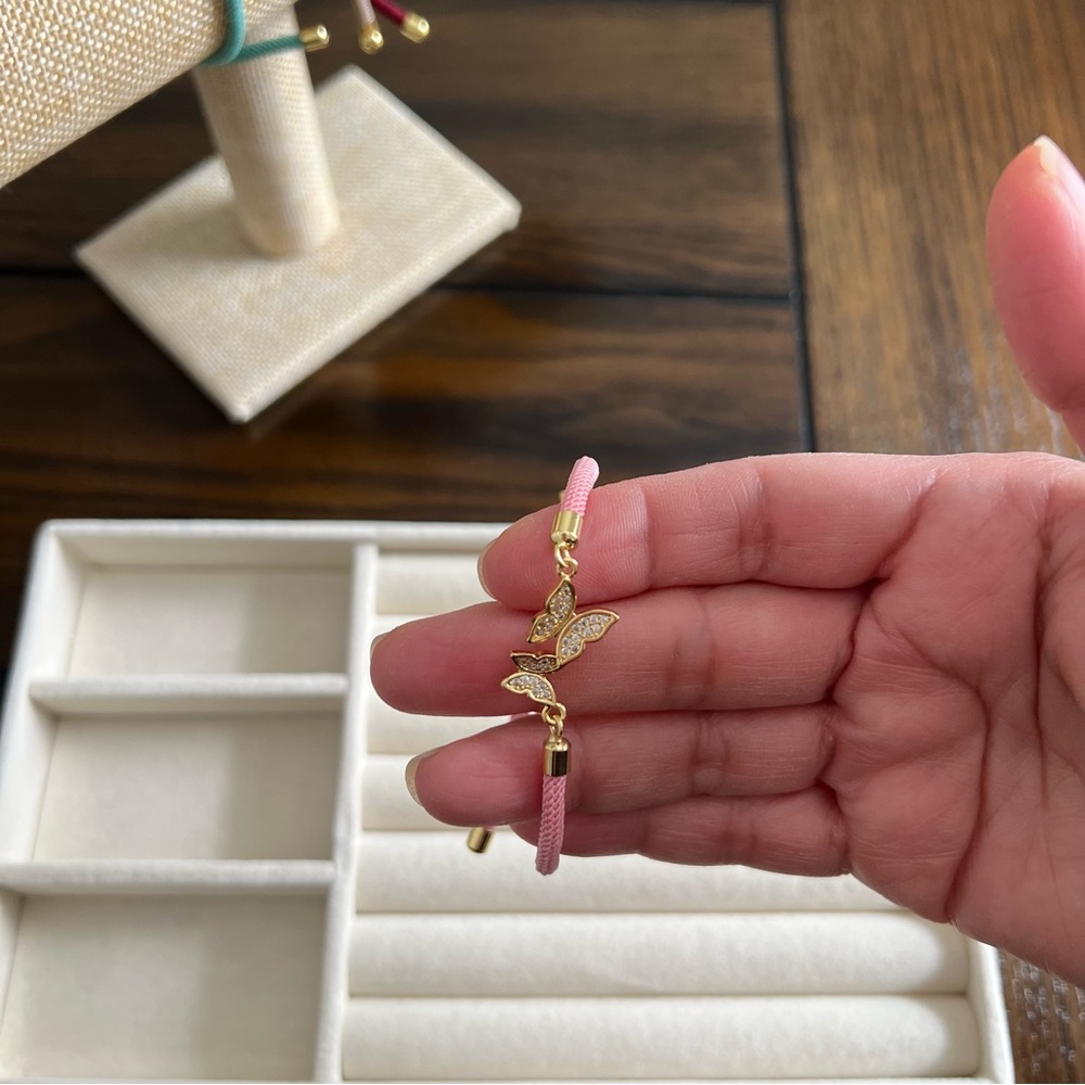Handmade Braided Cord Bracelet with Butterfly Connector